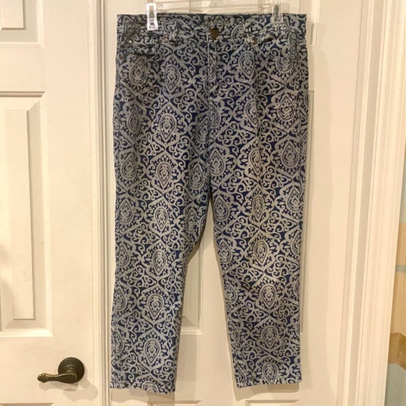 Code Bleu Aimee 10/29 Denim Blue Crop Unique Patterned Slimming 24” Inseam - Picture 8 of 9
